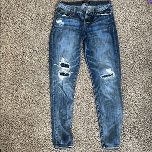 Judy Blue Ripped Skinny Jeans - Deep Blue